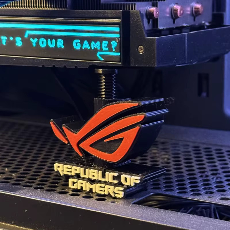 Personalisierter Asus ROG Logo Grafikkarten-Heber, einstellbare GPU-Halterung für deinen PC, 3D-gedruckt, Schwarz/Weiß - Bild 3
