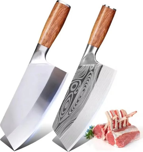 InLeung Hackmesser aus Edelstahl mit Holzgriff in Silber und Braun - Bild 1