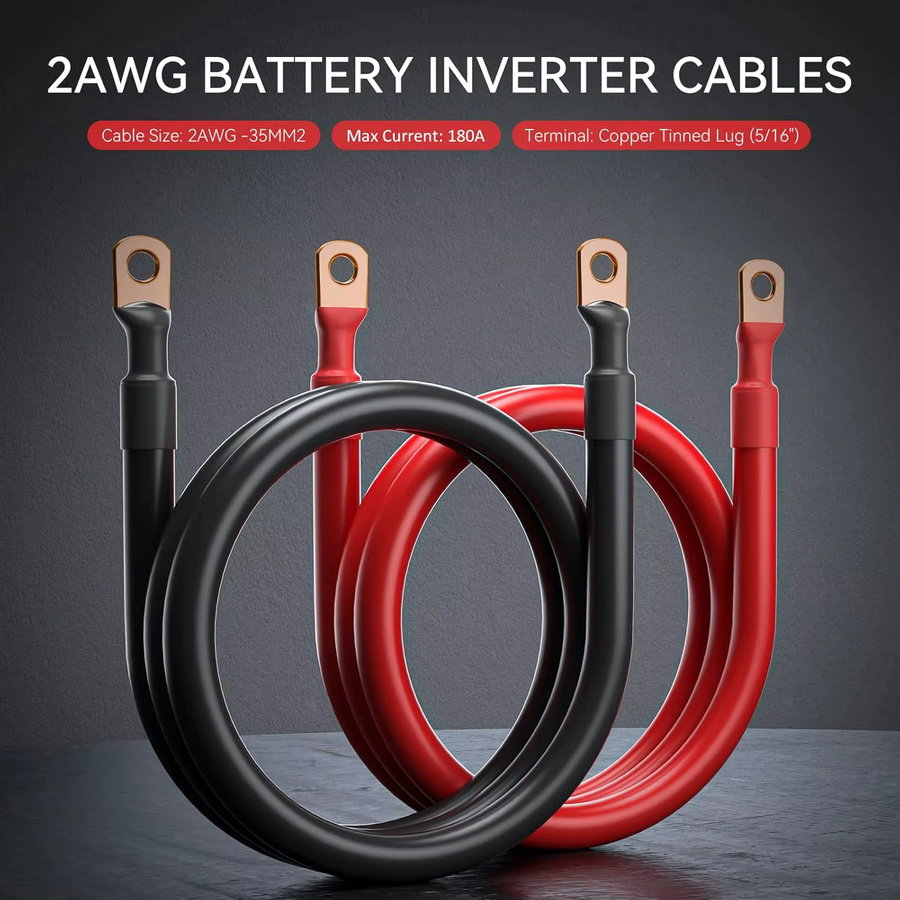 PowMr 2AWG Elektrokabel aus Kupfer als Batterie-Inverterkabel und Solarstrom-Anschlusskabel für Wechselrichter, Auto und Boot - Bild 2