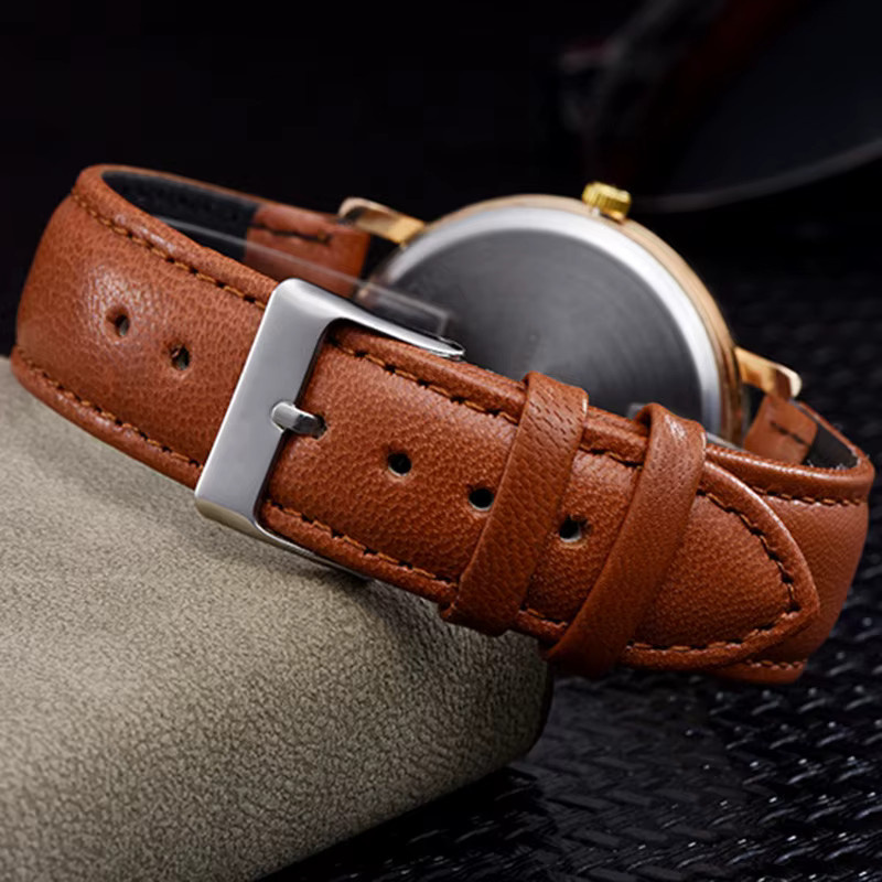 TINUORA Armbanduhr, Quarz, Leder, Schwarz, Unisex - Bild 2
