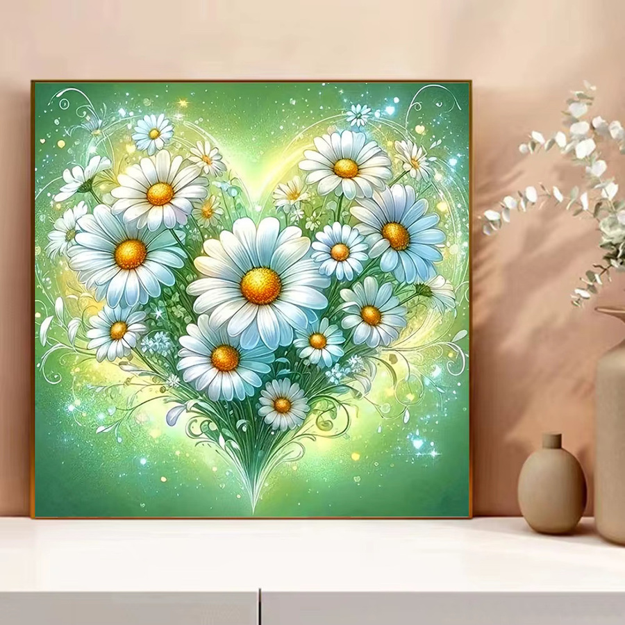 EverShine DIY Kreuzstich Kit Gänseblümchen mit Herz Motiv in Multicolour - Bild 3