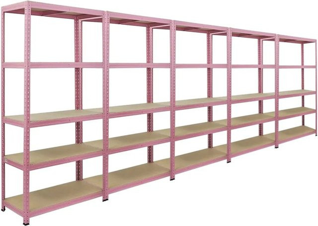 BERLINLODGE Wohnregal Pink Lady in Rosa Pink mit 5 Ebenen, Metallregal für Büro und Wohnbereich, H x B x T: 180 x 90 x 40 cm - Bild 1