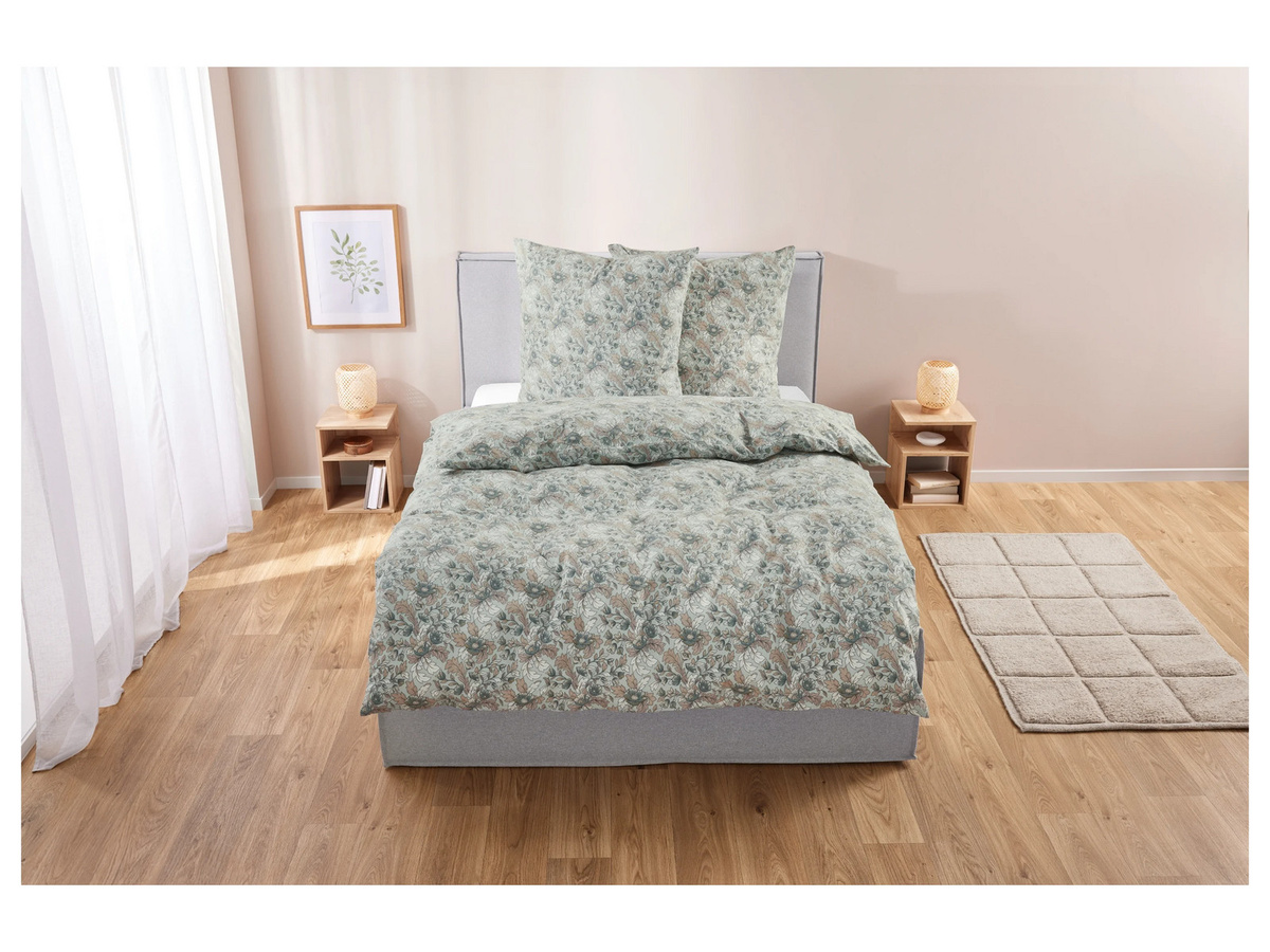 LIVARNO HOME Edel-Renforcé-Bettwäsche aus Baumwolle in Grün, B/H: 200 x 220 cm - Bild 2