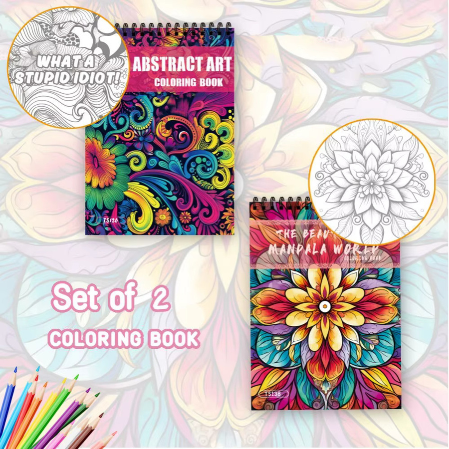 2-teiliges Mandala-Malbuch-Set mit 30 abstrakten Designs in Multicolour, Breite: 28,45 cm, Höhe: 21,08 cm - Bild 2
