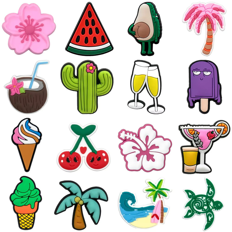 Schuhcharms für Mädchen, Blumen, Kirsch, Kokosnuss, Eiscreme, Wassermelone - Bild 2