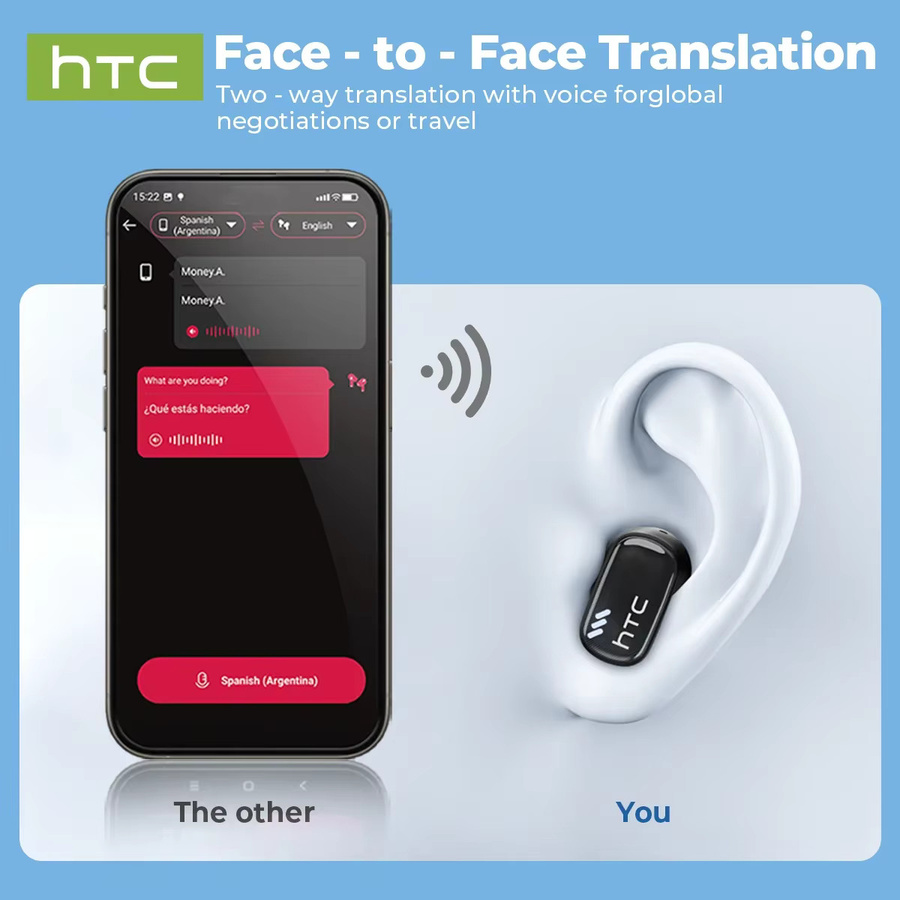 HTC TWS Mini Bluetooth-Ohrhörer mit Rauschunterdrückung und AI Translator in Grün - Bild 2