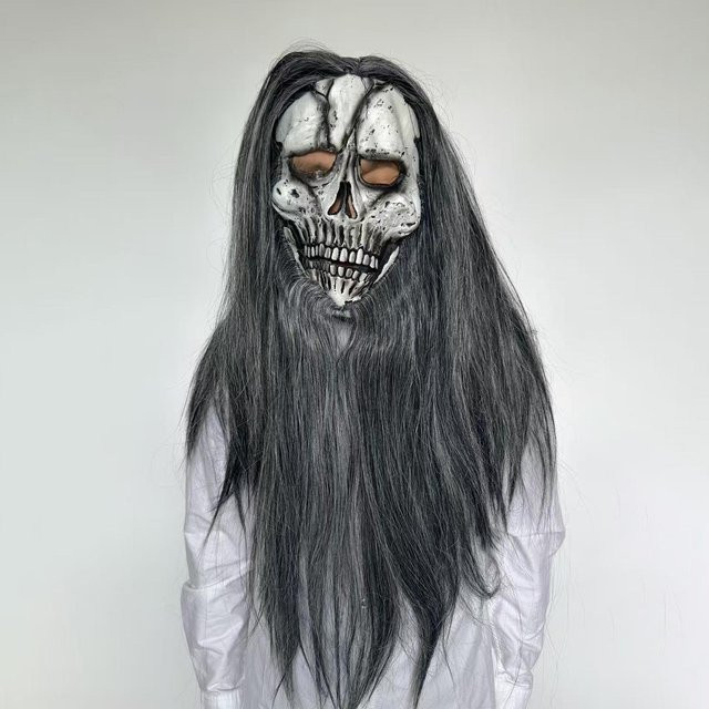 Großer Bart Latex Maske, grau - Bild 1
