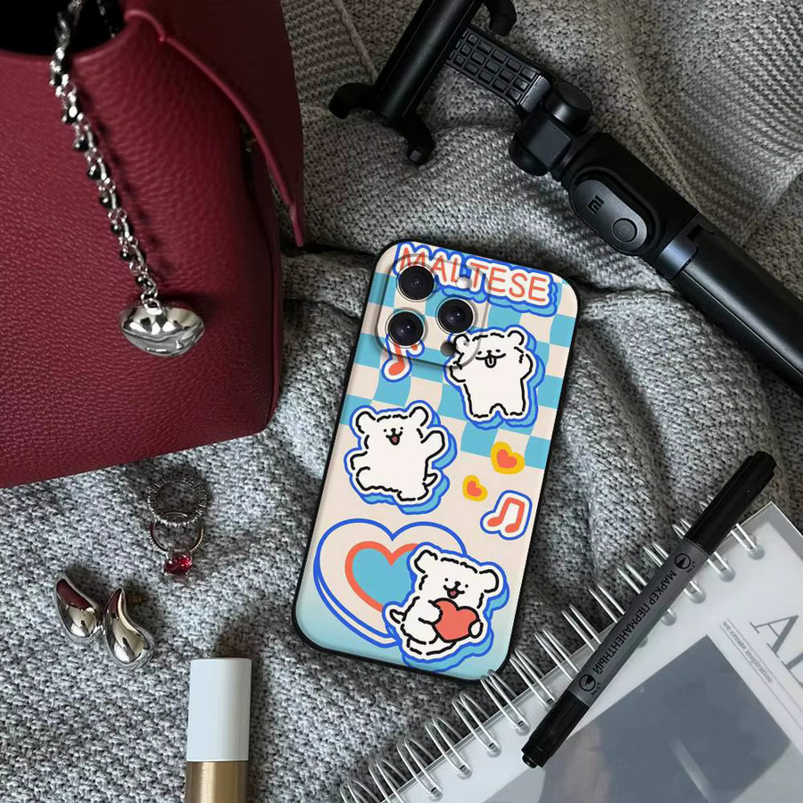Mesuca Handyhülle mit Cartoon-Malteser Motiv für iPhone 11 bis iPhone 17 Pro Max Plus Mini, TPU-Softcase, Multicolour - Bild 3