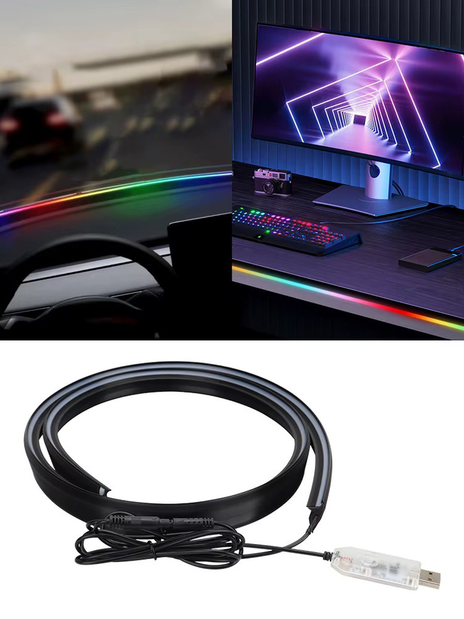 USB Symphonie LED Auto Ambiente Beleuchtung Neon Flex RGB Atmosphäre Lampe Multicolour Länge: 140 cm - Bild 5