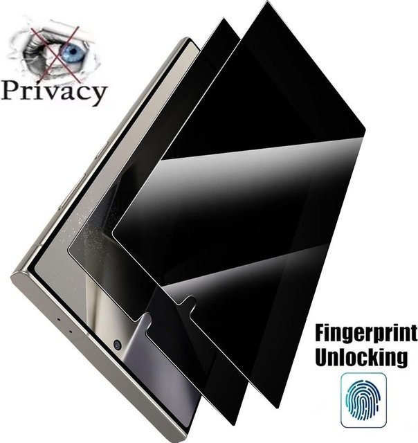 2 Stück Samsung Anti-Spy Displayschutz aus gehärtetem Glas für Galaxy S24 Ultra S25 S23 S22 S21 in Transparent mit Smooth Finish Privacy Guard - Bild 1