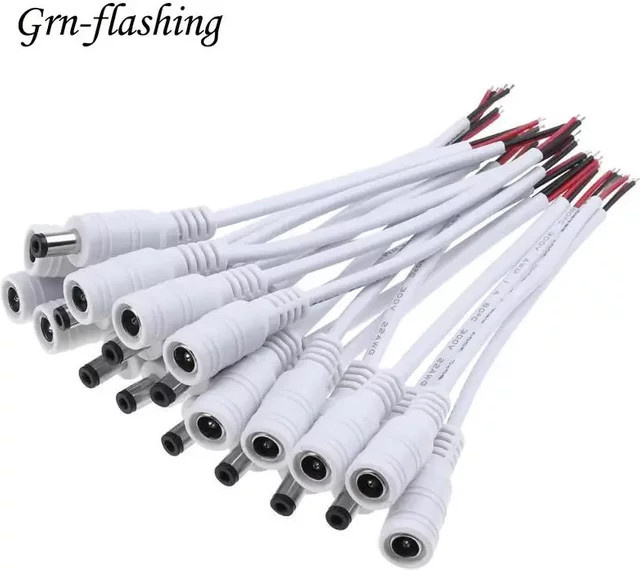 DC Netzstecker Adapter Set mit männlichen und weiblichen Steckern 5,5 x 2,1 mm für LED-Streifen und CCTV in Schwarz und Weiß - Bild 1