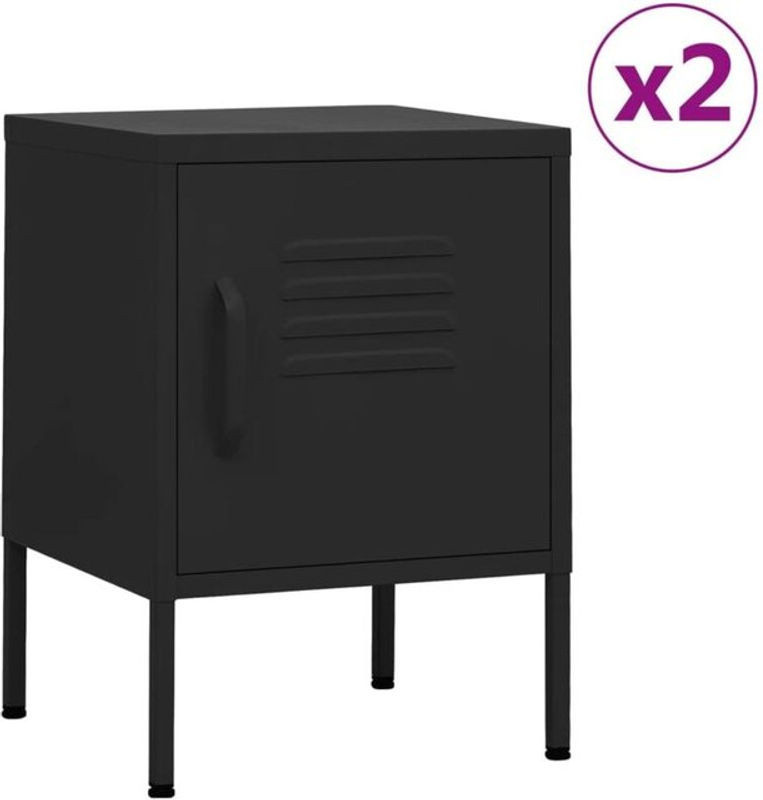 Vidaxl Set aus 2 Nachttischen im Industrial Design aus Stahl, Schwarz, B/T/H: 35 x 35 x 51 cm - Bild 1