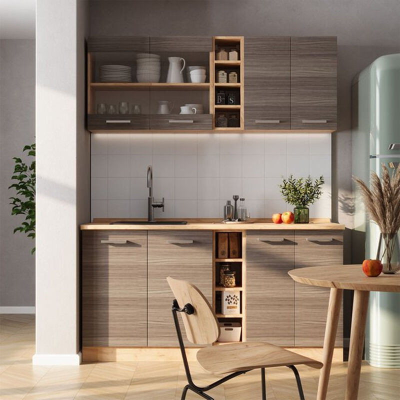 Vicco Singleküche R-Line Küchenzeile in Edelgrau und Goldkraft Eiche, Breite: 160 cm, ohne Arbeitsplatte - Bild 1
