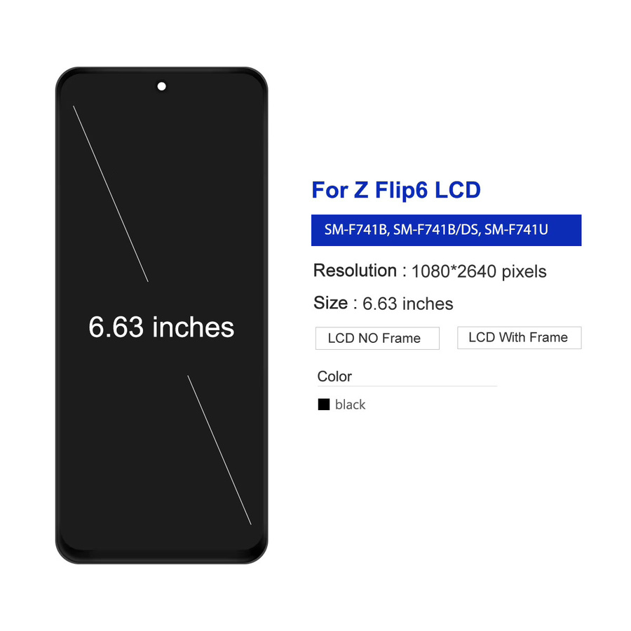 Samsung Z Flip6 5G Ersatz LCD Display Touch Screen in Schwarz für SM-F741 und SM-F741B - Bild 2