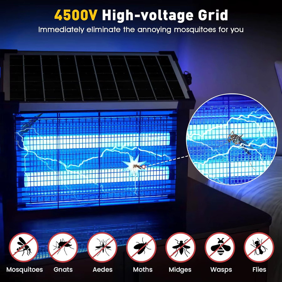 JOYINLED Solar Insektenvernichter Wasserdichte Mückenfalle für Garten, Terrasse und Camping in Schwarz - Bild 4