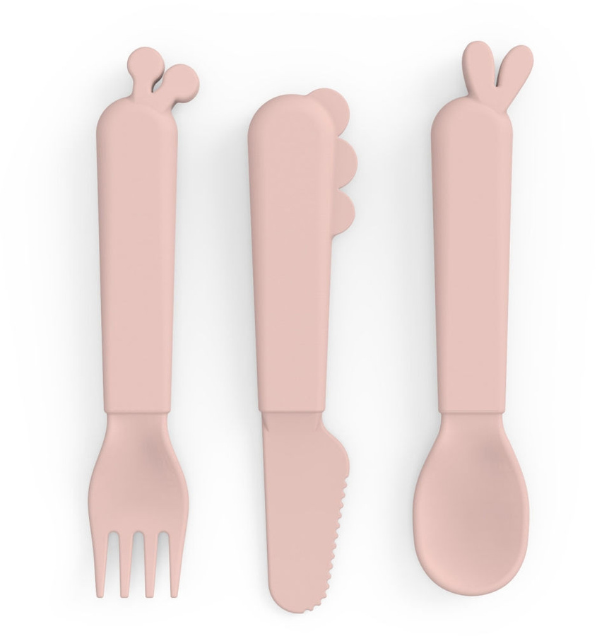 Done by Deer Besteck Set Kiddish Deer Friends in Pink aus Polypropylen - Bild 1