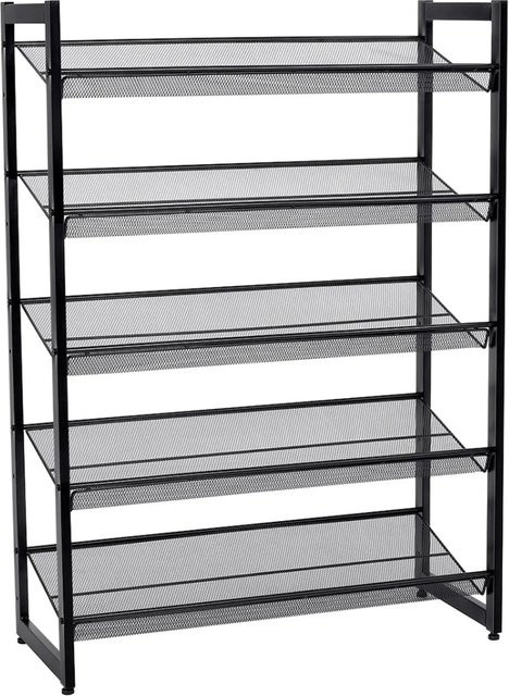 Songmics Schuhregal mit 5 Ebenen aus Metall in Schwarz, B/T/H: 104 x 30,7 x 74 cm - Bild 1