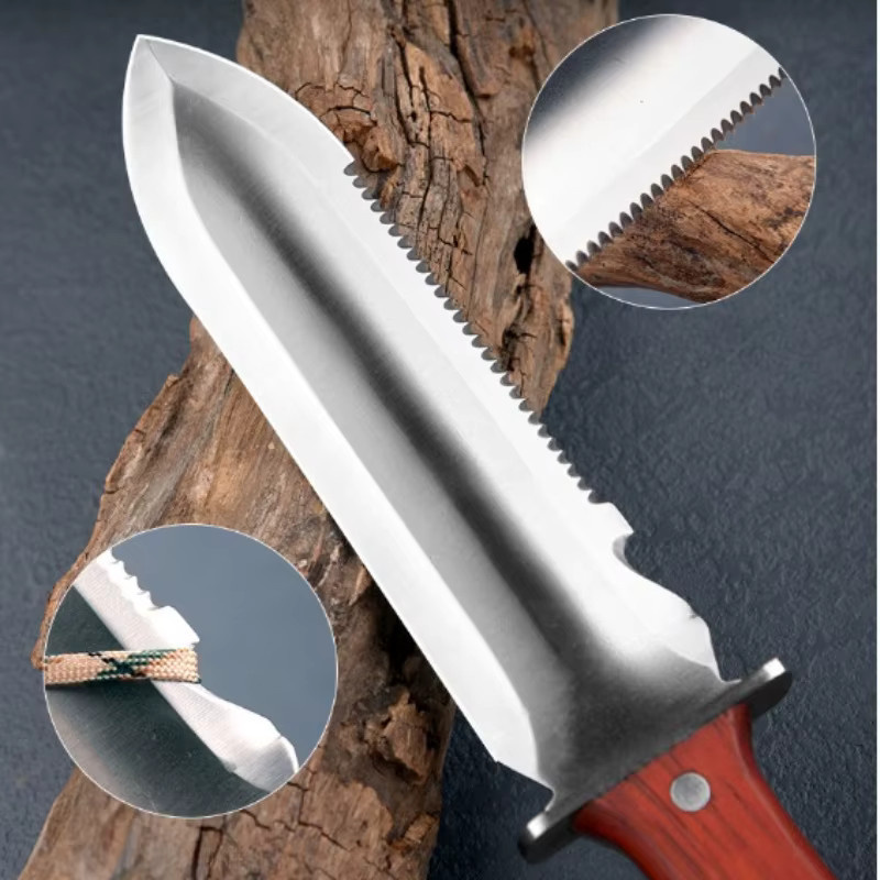 Professionelles Hori-Hori-Gartenmesser aus Edelstahl in Braun mit Schutzhülle und Handschutz zum Unkrautjäten, Graben und Beschneiden - Bild 5