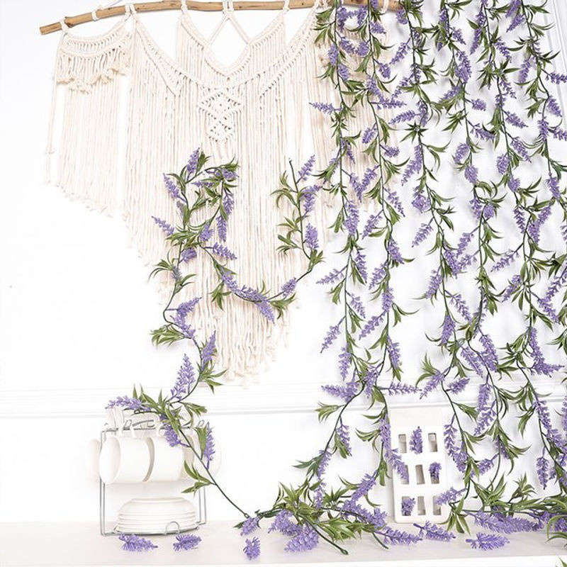 Künstliche lila Lavendel-Hängepflanze für Dekoration im Bohemian-Stil - Bild 1
