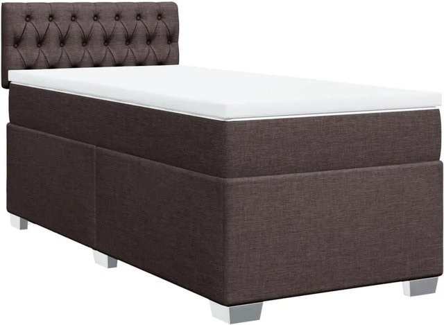 vidaXL Boxspringbett Hybrid mit Matratze Dunkelbraun B/T/H: 90 x 200 x 100,5 cm - Bild 1