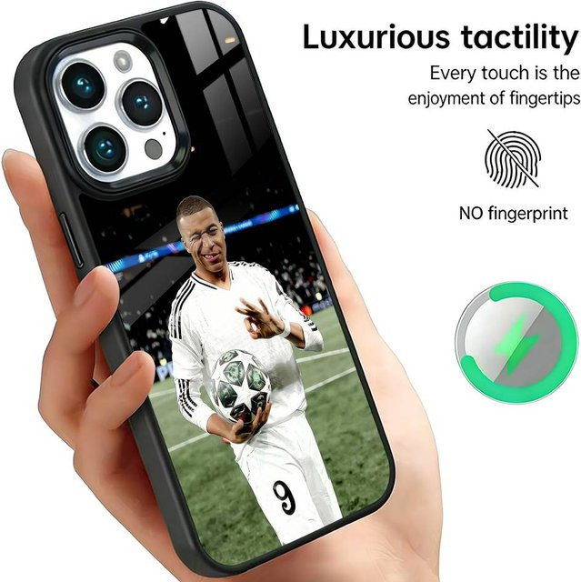 Magnetische Handyhülle mit Kylian Mbappé Fußballstar Design für iPhone 11 bis iPhone 17 Pro Max, Farbe: Schwarz - Bild 1