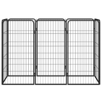 vidaXL Hundelaufstall 8-teilig aus Stahl, Schwarz matt, B/H: 100 x 50 cm - Bild 2
