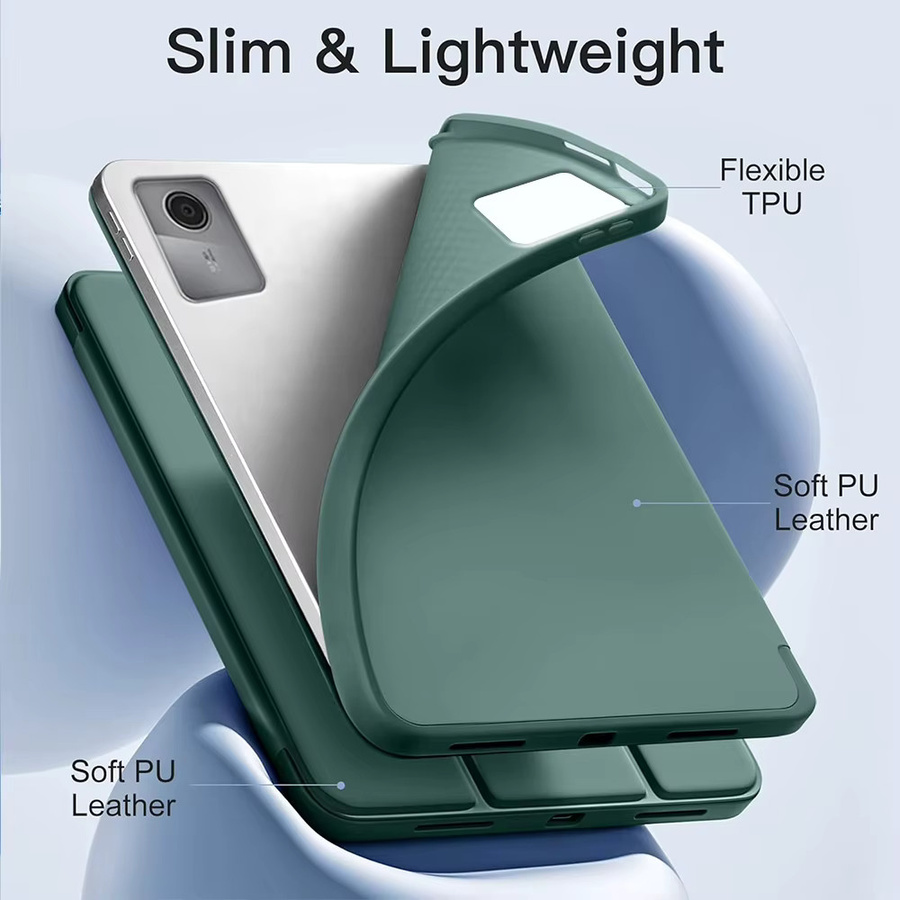 PHYLYN Schutzhülle für Lenovo Tab M11 und Tab K11 LTE 11 Zoll 2024 TB330FU aus PU-Leder mit Standfunktion und Auto Wake/Sleep in Weiß oder Blau - Bild 4