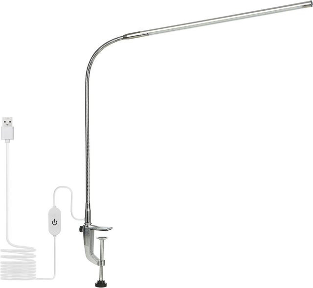 TOMTOP JMS USB-Clip-on-Schreibtischlampe mit LED, dimmbar und Touch-Steuerung, Silber/Weiß - Bild 1