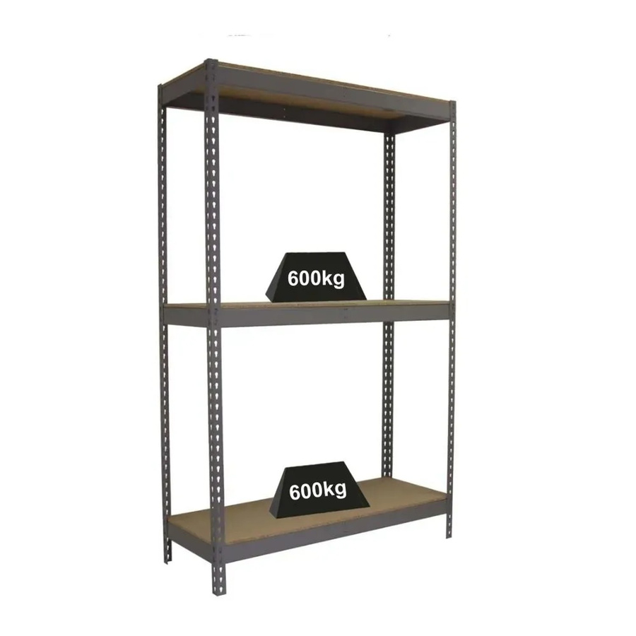PROREGAL Schwerlastregal Wood Beast Grey H x B x T: 200 x 180 x 75 cm, 3 Ebenen, Fachlast 600 kg, pulverbeschichtet aus Metall - Bild 2