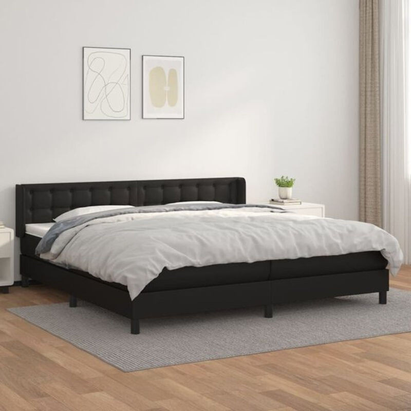 vidaxl Boxspringbett mit Matratze in Schwarz aus Kunstleder im modernen Polsterdesign B/T: 200 x 200 cm - Bild 1