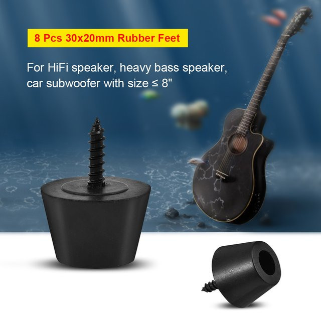 VBESTLIFE Gummifüße in Schwarz, 4 Paar Anti-Vibrations-Basis für Lautsprecher und Gitarrenverstärker, Durchmesser: 30 mm, Höhe: 20 mm - Bild 1