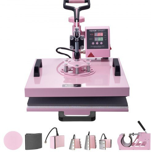 VEVOR 8 in 1 Hitzepresse Transferpresse für T-Shirts und Tumbler, Farbe: Pink, B/T/H: 38 x 38 x 38 cm - Bild 1
