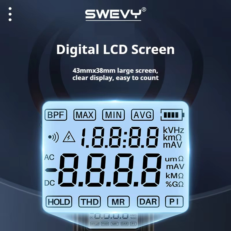 SWEVY SW1018A Digitale flexible Stromzange mit LCD-Hintergrundbeleuchtung als Multimeter für AC/DC-Spannung, Wechselstrom und Widerstandstest (0 mA – 9999 A) - Bild 4