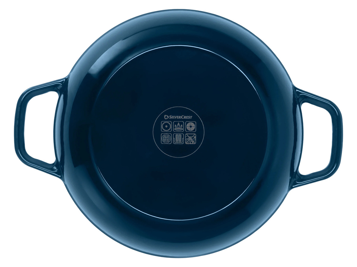SILVERCREST Premium-Gusseisenservierpfanne aus emailliertem Gusseisen, Blau, Durchmesser: 25 cm - Bild 2