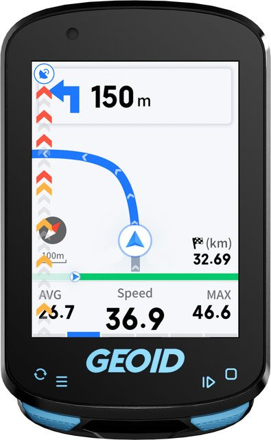 GEOID GPS Fahrradcomputer mit intelligenter Navigation, Farbbildschirm und WLAN, Schwarz - Bild 1