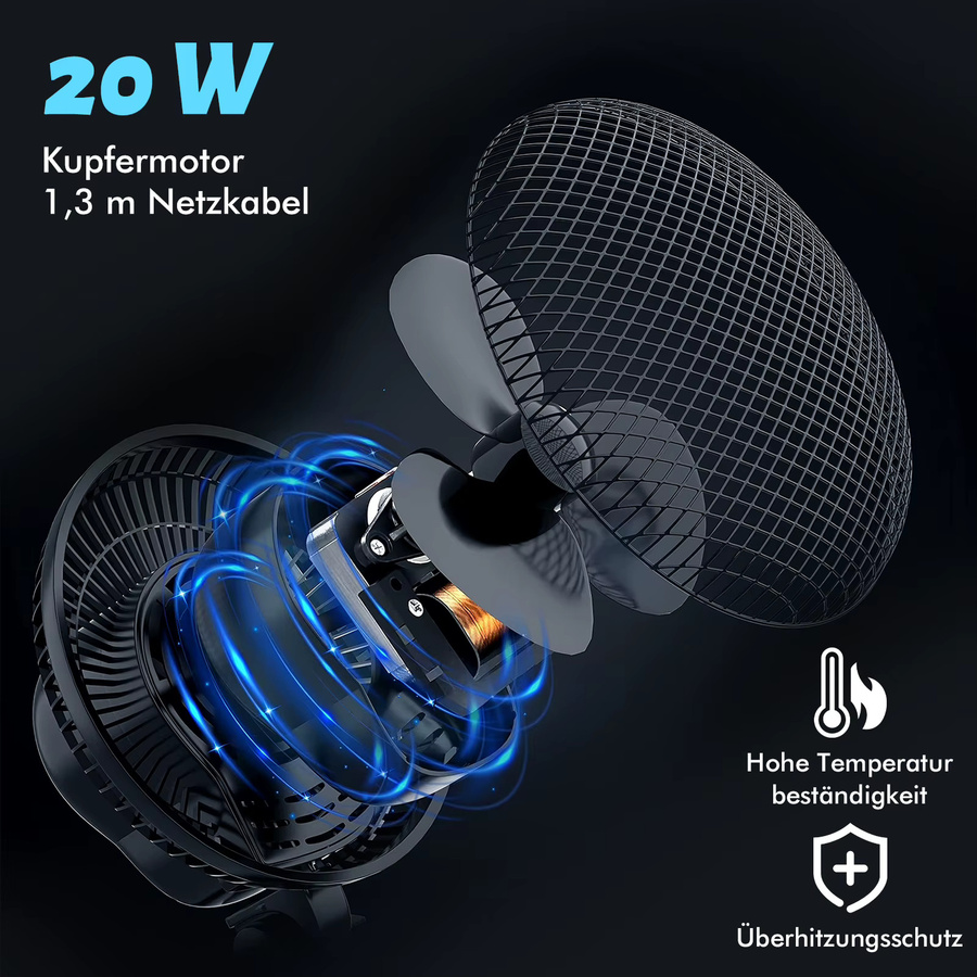Schwenkbarer Grow Tent Clip-Ventilator in Schwarz für Hydroponik und Pflanzenwachstum mit Oszillation - Bild 4