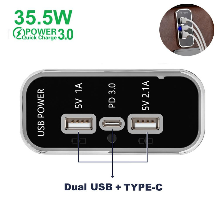 Meiteai-Car&Motor Dual USB Auto Ladegerät mit PD und USB-C sowie USB-A, 35,5 W, Schwarz, für 12/24 V Auto, Motorrad, Lkw, ATV, Boot, RV und Bus - Bild 4
