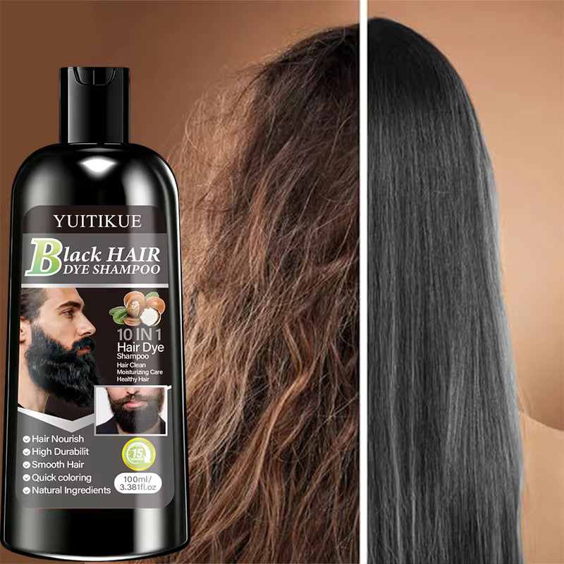 YUITIKUE Haarfärbeshampoo Schwarz, 100 ml, Unisex - Bild 2