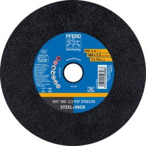 PFERD Trennscheibe EHT PSF STEELOX Universallinie für Stahl und Edelstahl, Farbe: Schwarz, Durchmesser: 180 mm, Breite: 2,5 mm, Bohrung: 22,23 mm - Bild 1
