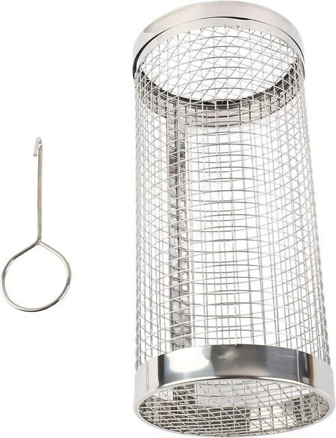 TOMTOP JMS Grillkorb aus Edelstahl in Silber, hitzebeständiger BBQ Grillkäfig mit Haken, Durchmesser: 20 cm - Bild 1