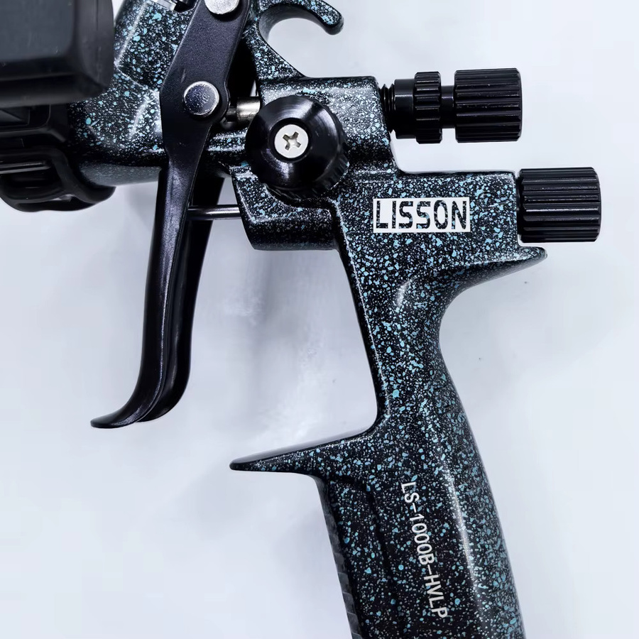 HVLP-Spritzpistole mit 1,3 mm Düse und LED-Licht in Camo Blue-Black inklusive 600 ml Becher für die Lackierung von Automobilen und Möbeln - Bild 2