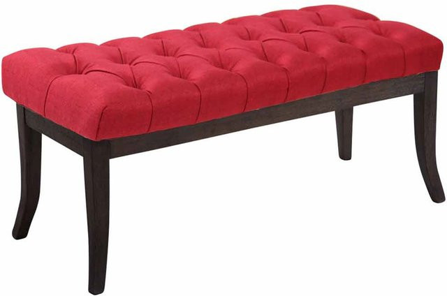 TPFLiving Sitzbank Romeo Chesterfield aus Stoff in Rot, Breite: 100 cm, Höhe: 46 cm, Tiefe: 38 cm - Bild 1