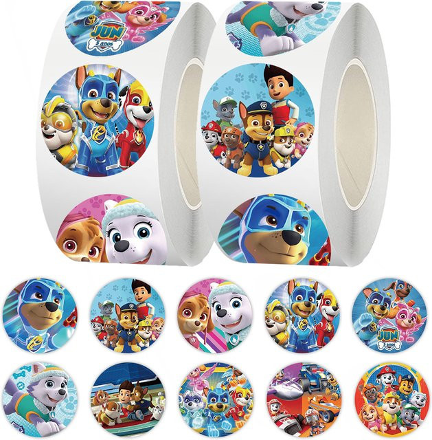 Paw Patrol Siegelaufkleber, Cartoon, multicolour, 500 Stück/Rolle - Bild 1