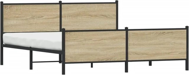 vidaXL Metallbett in Sonoma-Eiche ohne Matratze, B/T: 200 x 200 cm - Bild 1
