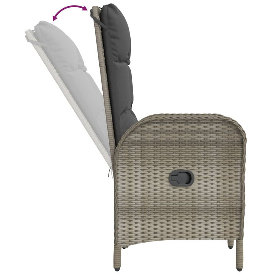vidaXL 5-teilige Garten-Essgruppe aus Poly Rattan mit Kissen und Glastisch in Schwarz und Grau, B/T/H: 140 x 62,5 x 109 cm - Bild 4