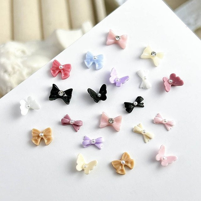 30 Stück Harz Perlen Bogen Nagel Charms, Mini Fliege, Nagelkunst Zubehör - Bild 1