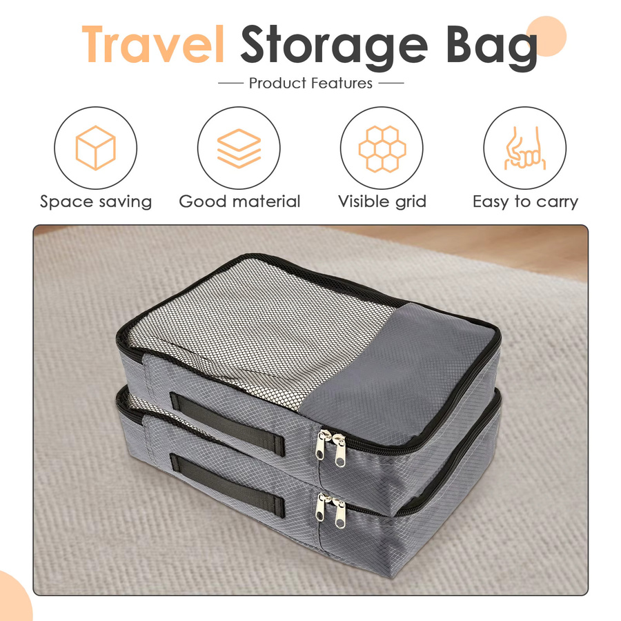Willstar Reise-Packwürfel Set aus Mesh-Stoff in Grau, 4 Stück wasserdichte Aufbewahrungstaschen und Schuhtaschen für Koffer und Handtaschen - Bild 2