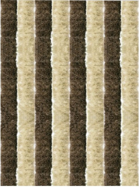 Arsvita Flauschvorhang mit Unistreifen in Beige und Braun, Thermovorhang aus Chenille, B: 140 cm, H: 220 cm - Bild 1