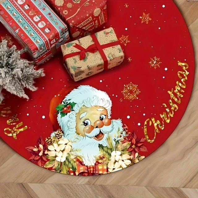VIKAMA Weihnachtsbaumrock mit klassischem Weihnachtsmann-Print und Schleifen-Design in Rot - Bild 1