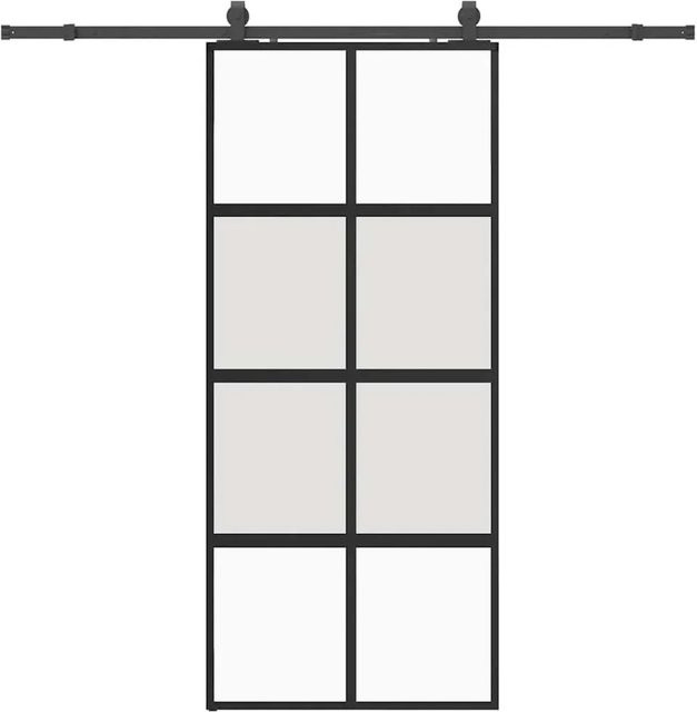 vidaXL Schiebetür aus Hartglas in Schwarz mit Beschlag, B/H: 90 x 205 cm - Bild 1